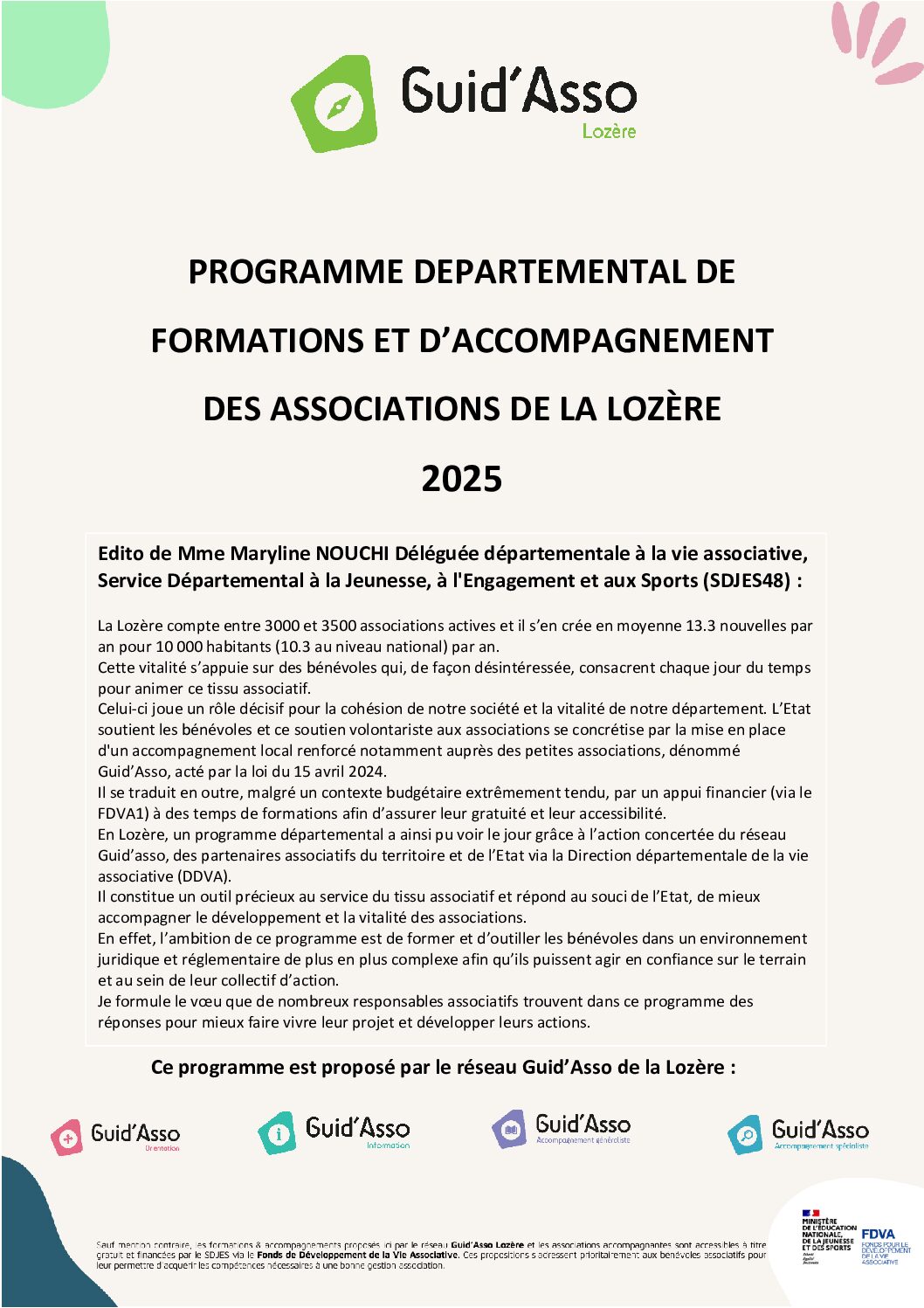 Programme départemental de formation des bénévoles 2025